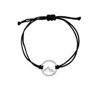 Nuoli® Bracelet Berg (réglable de 14 à 20 cm) en tissu noir avec pendentif en acier inoxydable, bis zu 20cm, Tissu