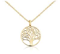Nuoli® Collier avec pendentif arbre de vie pour femme (45 + 5 cm, ajustable) - En acier inoxydable, Acier inoxydable