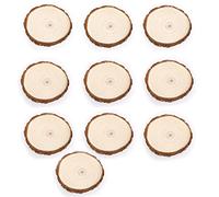 NUOLUX Journal bois tranches de disques pour l'artisanat bricolage mariage centres 10pcs 7-9CM (couleur du bois)