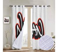 Nuoman Rideau occultant isolant thermique Narval Poles of the Earth Fauna Sketch avec fond abstrait à motifs de neige, rouge turquoise, blanc, draperies occultantes pour chambre à coucher, salon 54" W x 84" L Color08