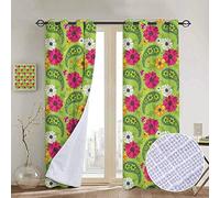 NUOMANAN Nuoman Rideau occultant pour fenêtre Motif Cachemire Abstrait dessiné à la Main avec Fleurs Feuilles et bourgeons, Noir et Blanc, pour Chambre, Cuisine, Salon 54" W x 63" L Color09