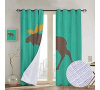 NUOMANAN Nuoman Rideaux pour Salon Lune, étoiles dansantes et Lune endormie avec Expressions du Visage, Vermillon Bleu Roi, Jaune, obscurité complète, réduction du Bruit. 54" W x 63" L Couleur 06