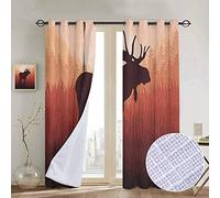 NUOMANAN Nuoman Rideaux pour Salon Lune, étoiles dansantes et Lune endormie avec Expressions du Visage, Vermillon Bleu Roi, Jaune, obscurité complète, réduction du Bruit. 84" W x 100" L Color03