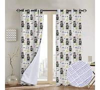 NUOMANAN Rideau occultant Isolant Thermique pour Chambre d'enfant Motif Patchwork Motif Chouettes sur Branches avec Feuilles Vertes et mascottes d'oiseau Multicolore 54" W x 84" L Color03