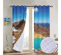 NUOMANAN Rideaux décoratifs pour le salon New York, Statue de la Liberté et drapeau des États-Unis Style rétro Éclairant Icône Célèbre du monde entier, Corail foncé, Draperies occultantes pour chambre à coucher 100"W x 96" L Coloris 07