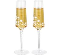 NUONUOPING Lot de 2 flûtes à champagne en cristal avec perles, verres à champagne pour mariage, fiançailles et fête prénuptiale
