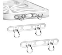 NUOOO Languette d'attache de téléphone pour iPhone - Cordon en métal avec 2 anneaux - Languettes pour téléphone portable, Argenté., 4.5x0.7cm