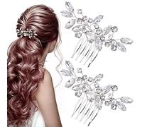 Nuorest Lot de 2 peignes à cheveux argentés en métal avec strass transparents, accessoires de cheveux élégants pour femmes, filles, mariées pour fêtes, bals, danses