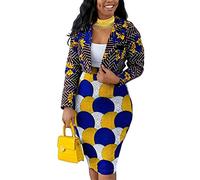 nuoshang Ensemble 2 pièces pour Femme Imprimé Africain Blazer et Jupes Crayon (M)