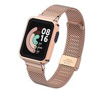 nuosiweilang Bracelet compatible avec Xiaomi Mi Watch Lite/Redmi Watch - Bracelet tissé en acier inoxydable doré rose