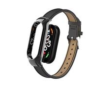 nuosiweilang Bracelet Compatible pour Xiaomi Mi Band 7,Mi Band 7 Bracelet de Remplacement en Cuir pour Xiaomi Miband 7 Hommes et Femmes,Noir
