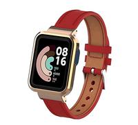 Nuosiweilang Bracelet Compatible pour Xiaomi Mi Watch Lite/Redmi Watch - Bracelet de Remplacement en Cuir, Rouge
