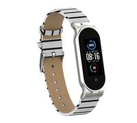 nuosiweilang Compatible avec Xiaomi Mi Band 5/Mi Band 6 Bracelet Cuir,Bande de Remplacement Wristband pour Xiaomi Miband 5/Miband 6 Hommes Femmes