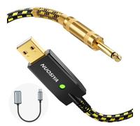 NUOSIYA 2m Câble de guitare USB vers 6.35mm, TS 1/4 de guitare embout droit | Câble Stéréo jack TS mono 1/4" de guitare, basse e-clavier pour enregistrement de musique, PC