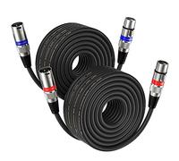 NUOSIYA Lot de 2 câbles XLR de 20 m - Câble d'extension audio symétrique - Adaptateur XLR mâle vers femelle à 3 broches - Pour enregistreur de studio, microphone, mixeur, système de haut-parleurs