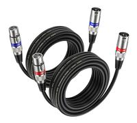 NUOSIYA Lot de 2 câbles XLR de 5 m - Câble d'extension audio symétrique - Adaptateur XLR mâle vers femelle à 3 broches - Pour enregistreur de studio, microphone, mixeur, système de haut-parleurs