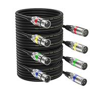 NUOSIYA Lot de 4 câbles XLR de 5 m - Câble d'extension audio symétrique - Adaptateur XLR mâle vers femelle à 3 broches - Pour enregistreur de studio, microphone, mixeur, système de haut-parleurs