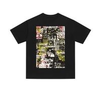Nuovo arrivo Estate Top Sportivo Casual Alla Moda Con Stampa Graffiti, vestibilità ampia, Cotone, Maniche Corte, Unisex, Base Layer-Color-1||l