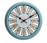 NUOVO Grande horloge murale pour salon, horloge murale bleue rétro, silencieuse et sans tic-tac horloge murale à chiffres romains pour l'intérieur et l'extérieur, aspect rétro pour chambre à coucher