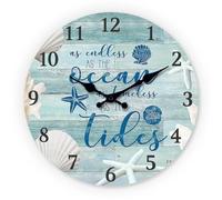 NUOVO Horloge murale 30 cm - Horloge murale nautique silencieuse sans tic-tac - Design océan avec coquillages et étoiles de mer - Décoration pour cuisine, salon, chambre à coucher, salle de bain