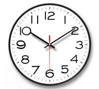 NUOVO Horloge murale Cadre noir avec couvercle en verre Mouvement à tic-tac silencieux Horloge murale à quartz moderne Design décoratif Cuisine intérieure 30,5 cm