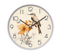 NUOVO Horloge murale décorative de 30 cm de diamètre avec fleurs vintage et oiseaux, 30 cm de diamètre, horloge décorative pour cuisine, chambre, salon, bureau