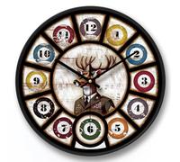 NUOVO Horloge murale en forme de cerf de 30,5 cm avec design billard vintage pour cuisine, salon, chambre, bureau, salle de classe