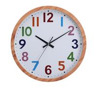 NUOVO Horloge Murale Montre Design en Grain de Bois Imitation avec Chiffres Colorés Arabes, Simple et Facile à Lire, Convient aux Horloges Murales Calmes dans le Salon, la Chambre à Coucher, le Bureau