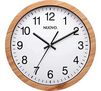 NUOVO Horloge Murale Ronde en Bois Grain de Bois de 14" Horloge Murale silencieuse et sans tic-tac Horloge Murale Vintage pour Salon Chambre Cuisine (35 cm / 14")