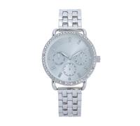NUOVO Montre pour femme - Bracelet en acier inoxydable argenté - Cristaux de diamant - Lunette chronographe - Design à quartz analogique - Élégante