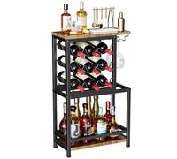 Nuovoware Casier à vin à 3 étages, modèle sur Pied, Marron et Noir