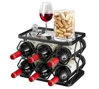 Nuovoware Casier à vin de comptoir, 6 Bouteilles, 2 Niveaux, Noir