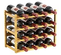 Nuovoware Casier Vin Bambou, 4 Niveaux, 16 Bouteilles, Rainures Ondulées