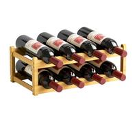 Nuovoware Casier Vin en Bambou, 2 Niveaux, 8 Bouteilles, Rainures Ondulées