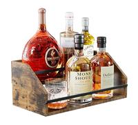 Nuovoware Étagère Bouteilles Liqueur, Étagère Armoire Vin 2 Niveaux, Armoire Bar 8 Bouteilles, Mini Bar Rétro Liqueur, Bois