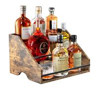 Nuovoware Étagère de Présentation Bouteilles d'alcool, Organiseur Sirops Café, Casier Bouteilles d'alcool Vin 3 Niveaux pour Comptoir, Étagère Rétro Armoire, Accessoires Indispensables Bar, Bois