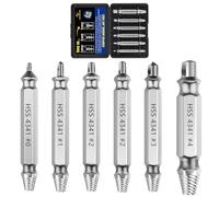 Nuovoware Extracteur de vis endommagées, 6 PCS Extraction facile des vis, écrous, boulons et mèches, Kit extracteur de vis HSS 4341, idéal pour le bricolage et les réparations à domicile, Argent