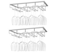 Nuovoware Porte-verres à vin, 4 rangées, lot de 2, argenté