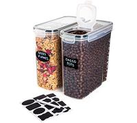 nuovva Lot de 2 boîtes de conservation hermétiques pour céréales de 4 L - Distributeur de qualité alimentaire et sans BPA avec couvercle rabattable - Idéal pour les céréales et les flocons de maïs