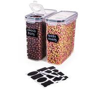 nuovva Lot de 2 boîtes de conservation hermétiques pour céréales - Distributeur de qualité alimentaire et sans BPA avec couvercle rabattable - Idéal pour céréales et flocons de maïs - 2,5 L