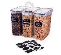 nuovva Lot de 3 boîtes de conservation hermétiques pour céréales - Distributeur de qualité alimentaire et sans BPA avec couvercle rabattable - Idéal pour céréales et flocons de maïs - 2,5 L