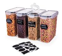 nuovva Lot de 4 boîtes de conservation hermétiques pour céréales - Distributeur de qualité alimentaire et sans BPA avec couvercle rabattable - Idéal pour céréales et flocons de maïs - 2,5 L