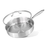 nuovva Sauteuse en acier inoxydable avec couvercle en verre - Induction - Casserole anti-adhésive - Poêle 28 cm