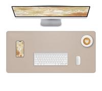 NUOYOU Cuir Sous-main Tapis de table Protecteur Tapis de Souris PU Leather Desk Mat Large Mouse Pad Antidérapants Résistant à l'eau Tableau d'écriture Bureaux et Maison (Beige, 80x40cm)