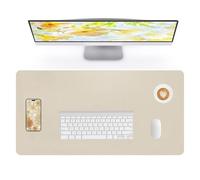 NUOYOU Cuir sous-Main Tapis de Table Protector Desk Pad Large Mouse Pad Mat | Soft Crazy Horse PU Leather Non-Slip Desk Blotter Waterproof Writing Pad for Office and Home (Beige, 80x40cm)