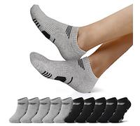 NUOZA 10 Paires Chaussettes de Sport Homme Femme Basses Coton Socquettes Respirant Chaussettes de course_Noir Gris_3942