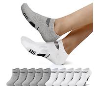 NUOZA 10 Paires Chaussettes de Sport Homme Femme Basses Coton Socquettes Respirant Chaussettes de course_Blanc Gris_3942