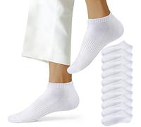NUOZA Chaussette Homme Femme de 10 Paires Sport Coton Socquette Respirant Chaussettes Courtes Unisexe,Blanc,47-50