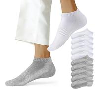 NUOZA Chaussette Homme Soquette Femme Lot de 10 Chaussettes de Sport Femme Coton Sockettes Hommes Unisexe,Blanc Gris,39-42