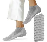 NUOZA Chaussettes Femme de 10 Paires Chaussette Basse Homme Courtes Soquettes Sport Coton Sockettes Respirant Mixte,Gris,39-42